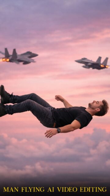 Instagram Trending Man Flying for Sky Ai Video Editing