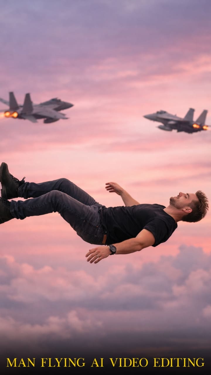 Instagram Trending Man Flying for Sky Ai Video Editing