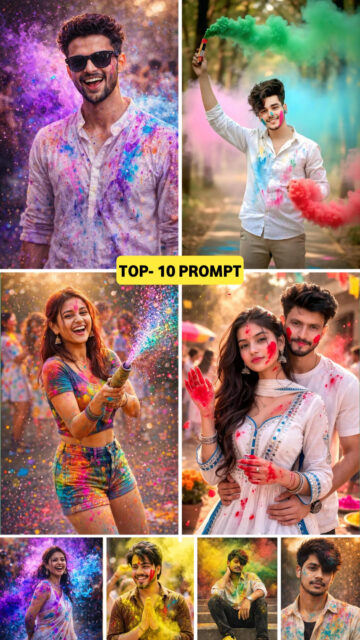 TOP- 10 Holi Photo Editing Ai Prompts