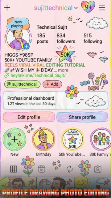Instagram & Facebook Profile Drawing Photo Editing