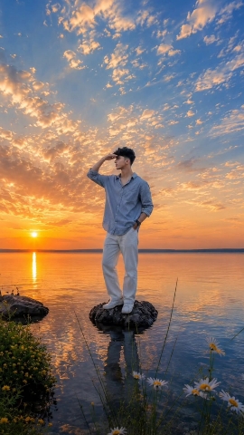River Sunset AI Prompt