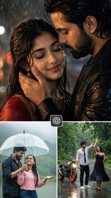 Couple Rain Photo AI Prompt
