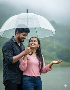 Couple Rain AI Photo Prompt
